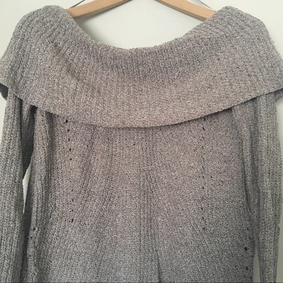 Anthropologie Taupe Off the Shoulder Sweater (HP๐) - Picture 6 of 8
